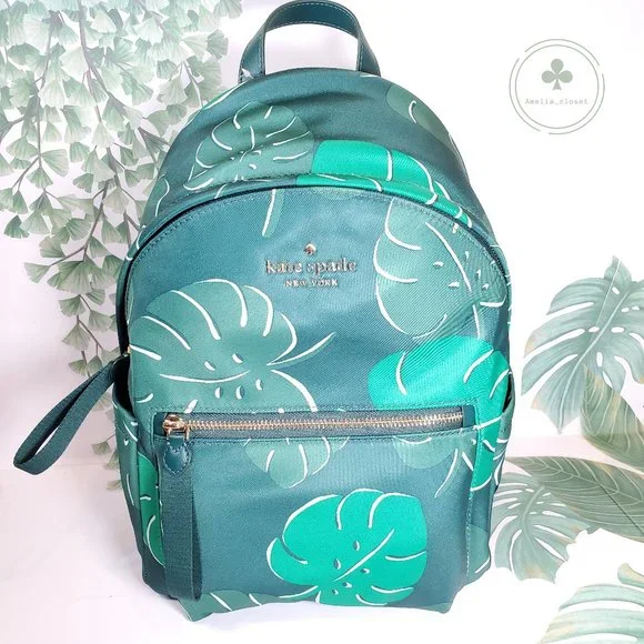MAKE AN OFFER Kate Spade Chelsea Monstera Leaves Print Medium Nylon Backpack Kate Spade Chelsea The Little Better Nylon Backpack Monsters  main image 2